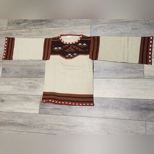 Vintage Style Knit Sweater with Geometric Pattern Size Small